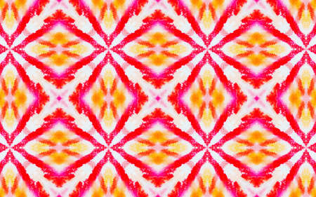 Traditional Ethnic Ornament. Repeated Swimwear Design. Abstract Artistic Tribal Background. Colorful Bright Mexican Style. Navajo, Aztec Texture. Watercolor Traditional Ornament.の写真素材