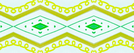 Seamless Tribal Background. Green Navajo Ethnic Wallpaper. Brush Paint Native Border. Geometric...
