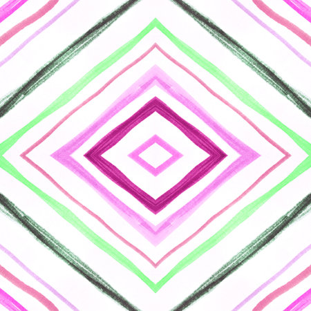Watercolour Diamond. Geometric Seamless Pattern. Hand Drawn Triangle Texture. Vintage Ethnic...