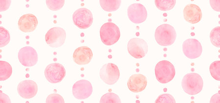 Pastel Seamless Watercolour Round Texture. Graphic Japanese Design. Pink Girly Radial Wallpaper....