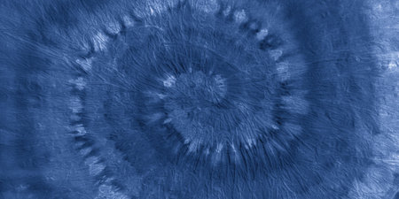 Clouds Shibori Pattern. Ink Painted Roll. Abstract Colored Poster. Paintbrush Artwork. Indigo Dyed Pattern. Craft Spiral Effect. Ocean Abstract Watercolor Print. Handmade Texture.の写真素材