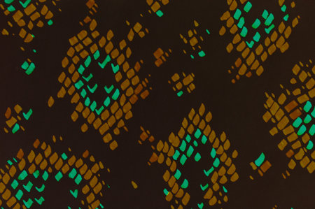 Predator Pattern. Black and Orange Color. Cobra or Phyton Wild Print. Grunge Aquarelle Fabric...