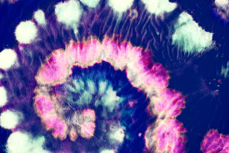 Artistic Heart Design. Abstract Circle Backdrop. Swirl Background. Hippie Color Print. Water Spiral Texture. Art Kaleidoscope. Colorful Tie Die Effect. Indigo Tie Dye. Batik Indigo Tie Dye.の写真素材