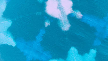 Japanese Fabric. Dirty Dyed Style. Pigment Watercolor Abstract. Ink Paint Surface. Batik Pattern. Aqua Shibori Stripes. Marine Crumpled Ornament. Dirty Tie Dye.の写真素材