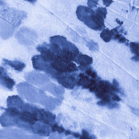 Water Color Paint Texture. Indigo Denim Tie Dye Print. Paintbrush Surface. Paint Watercolor Stains. Tie Dye Print. Crumpled Vintage Craft. Indigo Denim Watercolor Spotted Texture.の写真素材
