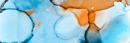 Water Abstract Art. Underwater Background. Blue Watercolour Pattern. Contemporary Color Paint. Ocean Abstract Art. Marine Minerals Illustration. Alcohol Inks Pattern. Aqua Abstract Art.の写真素材