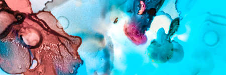 Water Abstract Art. Nautical Illustration. Marin Alcohol Inks Pattern. Sophisticated Flow Paint. Sea Abstract Art. Organic Mineral Background. Alcohol Ink Landscape. Ocean Abstract Art.の写真素材