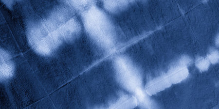Japanese Fabric. Sky Indigo Texture. Hand Ink Drawing. Watercolor Cotton. Tie Dye Style. Striped...
