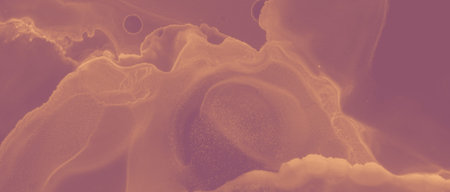 Gold Background. Brown Glitter Splash. Red Art Hot Molten Abstraction. Orange Hell Artistic Mineral....