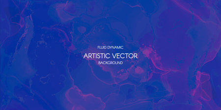 Flow Background. Blue Abstract Motion. Digital Fluid Pattern. Alcohol Inks Paint Template. Purple Vector Flow Background. Dynamic Liquid Texture. Futuristic Gradient Marble. Modern Flow Background.のイラスト素材