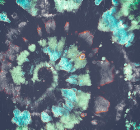 Tie Dye Pattern. Blue Batik Fabric. Water Psychedelic Kaleidoscope. Tie-Dye Swirl Backdrop. Multi...