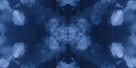 Abstract Aquarelle Painting. Indigo Denim Oil Pattern. Painted Wallpaper. Water Color Paint Texture. Ink Dye Print. Painted Wallpaper. Indigo Denim Water Background Drawing.の写真素材