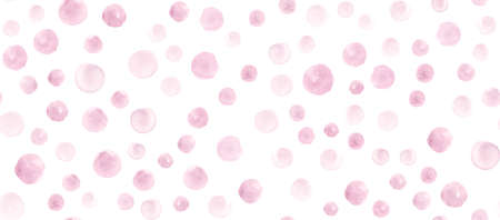 Seamless Pink Watercolor Circles. Grunge Hand Paint Spots Wallpaper. Pastel Abstract Confetti. Art Rose Watercolor Circles. Rounds Design. Geometric Dots Illustration. Pink Watercolor Circles.の写真素材