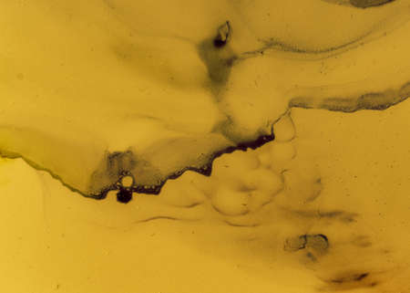 Black and Yellow Abstract Acrylic Backdrop. Gray Flow Wallpaper. Watercolor Liquid Design. Artistic Ink Stone. Abstract Acrylic Texture. Color Flow Background. Black and Yellow Abstract.の写真素材