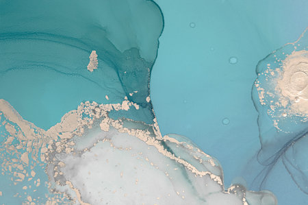 Watercolor Ocean Waves. Abstract Color Liquid Design. Turquoise Ocean Abstract. on Paper. Hand...