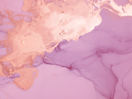 Feminine Ink Wash Pastel. Marble Wallpaper. Art Wave Painting. Acrylic Wall. Pink Oil Design. Alcohol Ink Wash. Gold Background. Grunge Liquid Effect. Contemporary Ink Pastel.の写真素材