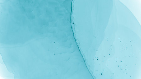 Teal Pastel Flow Water. Blue Cloud Gradient Abstraction. Contemporary Wave Illustration. Ink Stains Marble. Pastel Flow Liquid. Blue Cloud Fashion Abstraction. Contemporary Wave Background.の写真素材