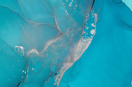 Watercolor Ocean Water. Modern Green Marble Texture. Luxury Ocean Abstract. Hand Painted Alcohol Ink...