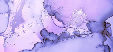 Purple Liquid Paint. Grey Smoke Alcohol Art Wallpaper. Marble Abstract Design. Modern Liquid Paint...