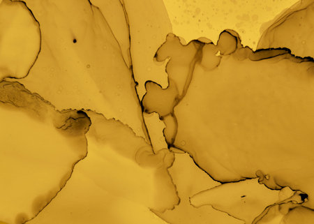 Black and Yellow Abstract Acrylic Pattern. Gray Fluid Background. Watercolor Liquid Concept. Grunge...