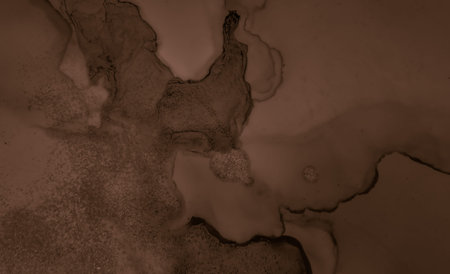 Liquid Chocolate Texture. Brown Creamy Background. Color Pastry Surface. Watercolour Cocoa Border....