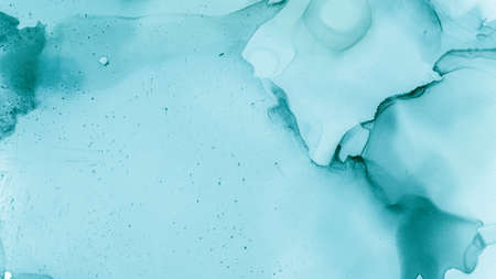 Teal Pastel Flow Design. Blue Ocean Gradient Abstraction. Contemporary Paint Background. Pastel Flow Liquid. Blue Sea Gradient Abstraction. Contemporary Wave Wallpaper. Alcohol Ink Marble.の写真素材