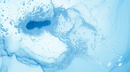 Ink Colors Mix. Fluid Flow Background. Indigo Alcohol Paint. Ink Colors Mix Water. Ethereal Creative...