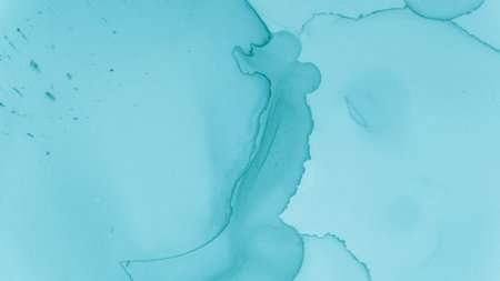 Pastel Fluid Design. Blue Smoke Creative Abstraction. Teal Pastel Fluid Water. Blue Ocean Creative...