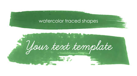 Color Smear the Paint. Water Brushstrokes Border. Vector Traced Shapes. Dirty Smear the Paint. Green Splash Collection.のイラスト素材