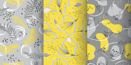 Doodle memphis seamless pattern. Vector fashion spring print. Art abstract texture. Doodle flower illustration.の写真素材