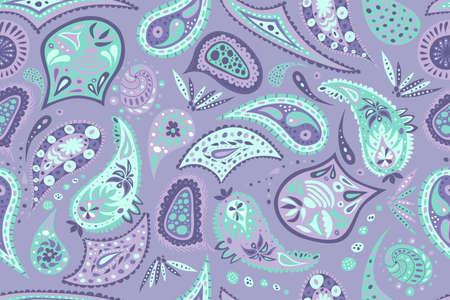 Paisley seamless pattern. Vector Retro ethnic print. Fashion turkish motif. Paisley flower repeat. Decorative indiaのイラスト素材