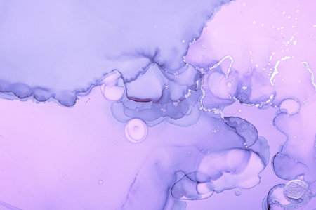 Purple Liquid Paint. Grey Gray Acrylic Ink