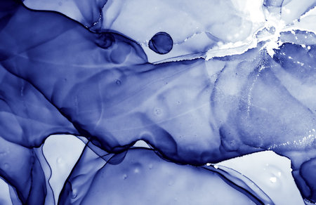 Winter Ink Painting. Oil Flow Wallpaper. Indigo