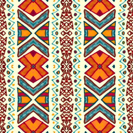 Seamless peruvian pattern. Hand drawn aztec illustration.