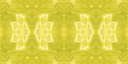 Flowers folk design. Seamless ethnic ornament. Hand drawn bohemian print.