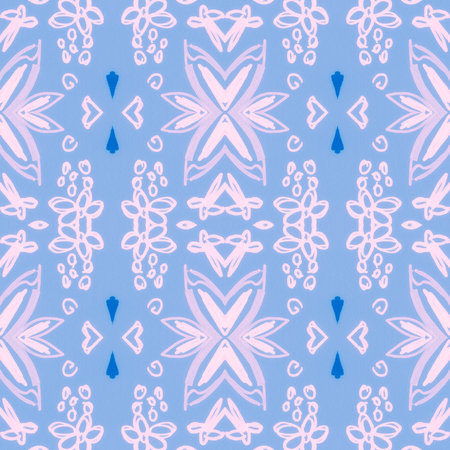Flowers folk design. Seamless ethnic ornament. Hand drawn bohemian print.