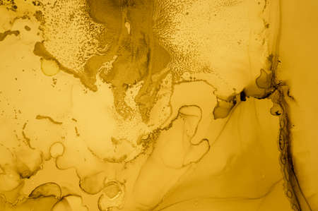 Gold Fluid Art. Marble Abstract Wallpaper.の写真素材