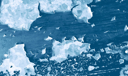 Scratched grunge texture of metal. Aged grainy background. Ancient chalk fabric. Blue grunge surface. Overlay oldの写真素材