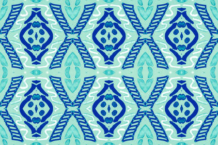 Seamless watercolor mosaic print. Geometric ethnic pattern.の写真素材