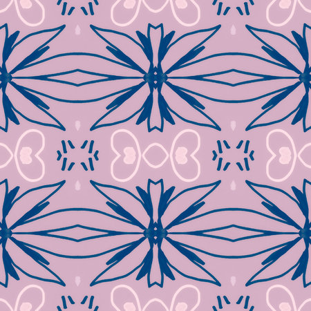 Flowers folk design. Seamless ethnic ornament. Hand drawn bohemian print.