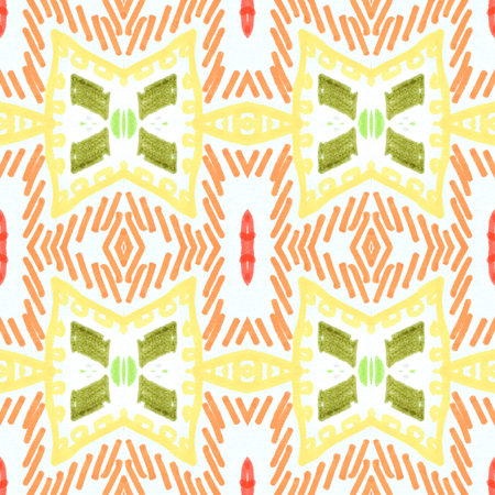 Watercolor mosaic. Abstract geometric ethnic ornament.