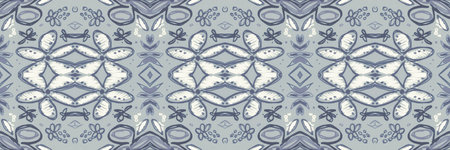 Flowers folk design. Seamless ethnic ornament. Hand drawn bohemian print.の写真素材