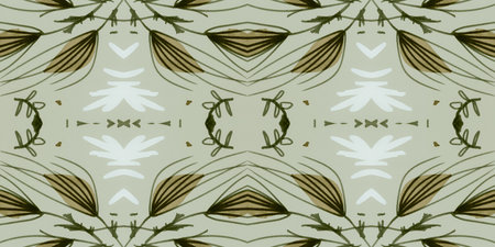 Abstract folk ornament. Seamless ethnic design. Watercolor flower background.
