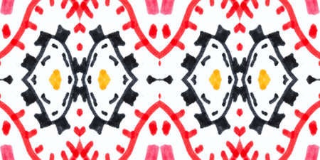 Seamless watercolor mosaic print. Geometric ethnic pattern.の写真素材