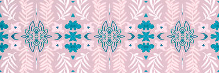 Hand drawn floral ethnic pattern. Seamless abstract batik print.の写真素材