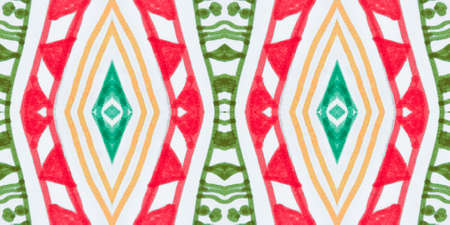 Seamless watercolor triangles pattern. Hand drawn geometric mosaic.の写真素材