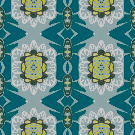 Seamless flower folk pattern. Abstract ethnic print. Watercolor batik background.