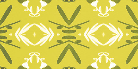 Seamless flower folk pattern. Abstract ethnic print. Watercolor batik background.