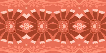 Seamless flower folk pattern. Abstract ethnic print. Watercolor batik background.の写真素材