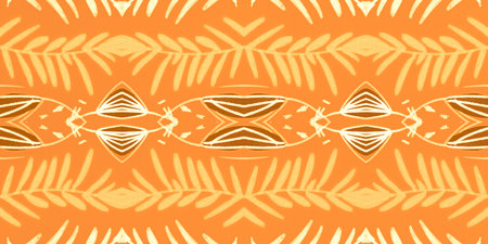 Abstract folk ornament. Seamless ethnic design. Watercolor flower background.